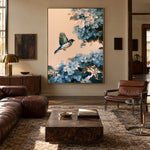 Flight Through Blue Blossoms - interior setting 6 - expressive contemporary art painting