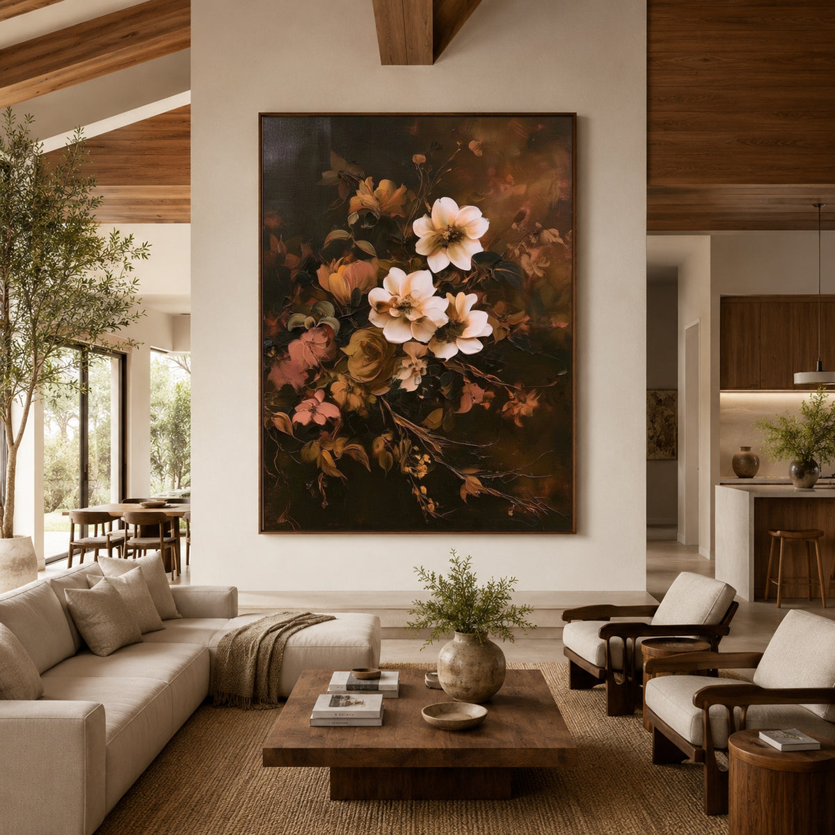Flowers After Candlelight - interior setting 3 - expressive contemporary art painting