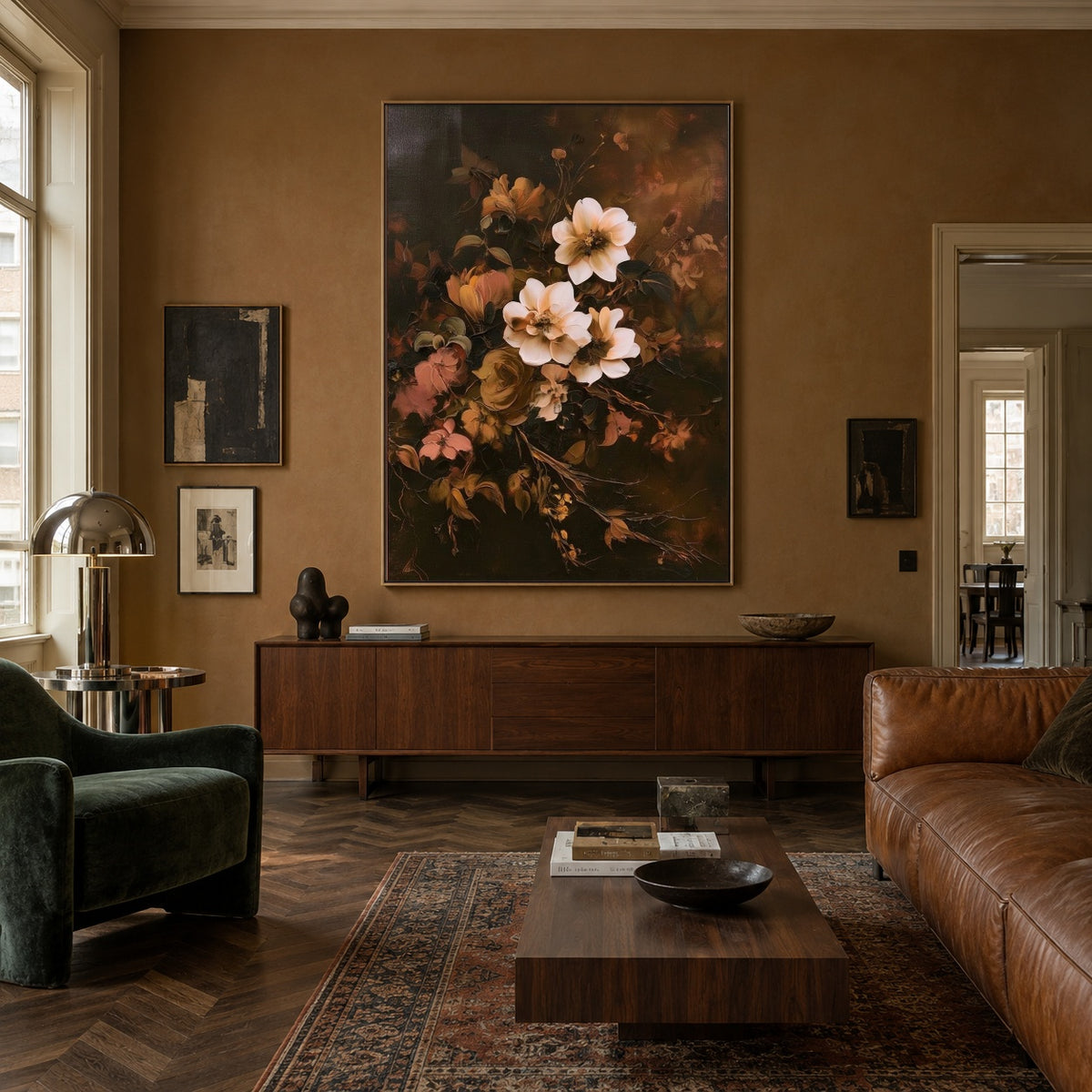 Flowers After Candlelight - interior setting 4 - expressive contemporary art painting