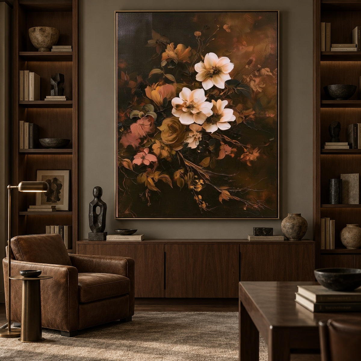 Flowers After Candlelight - interior setting 7 - expressive contemporary art painting