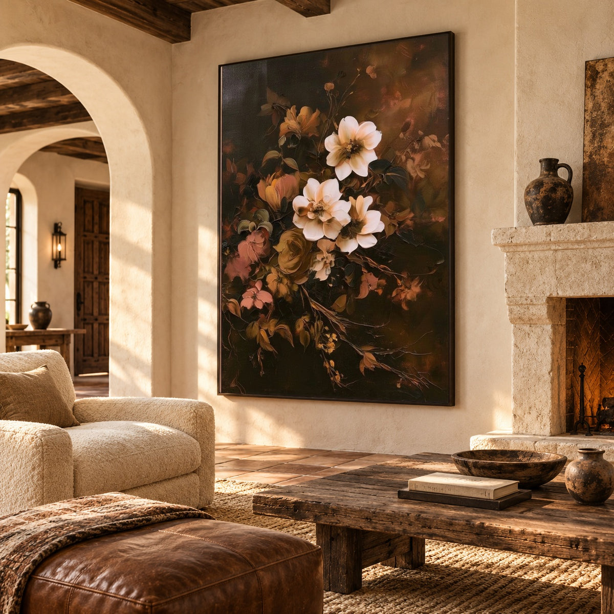 Flowers After Candlelight - interior setting 8 - expressive contemporary art painting