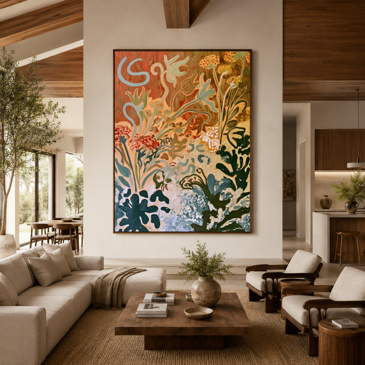 Garden of Restless Lines - interior setting 3 - expressive contemporary art painting