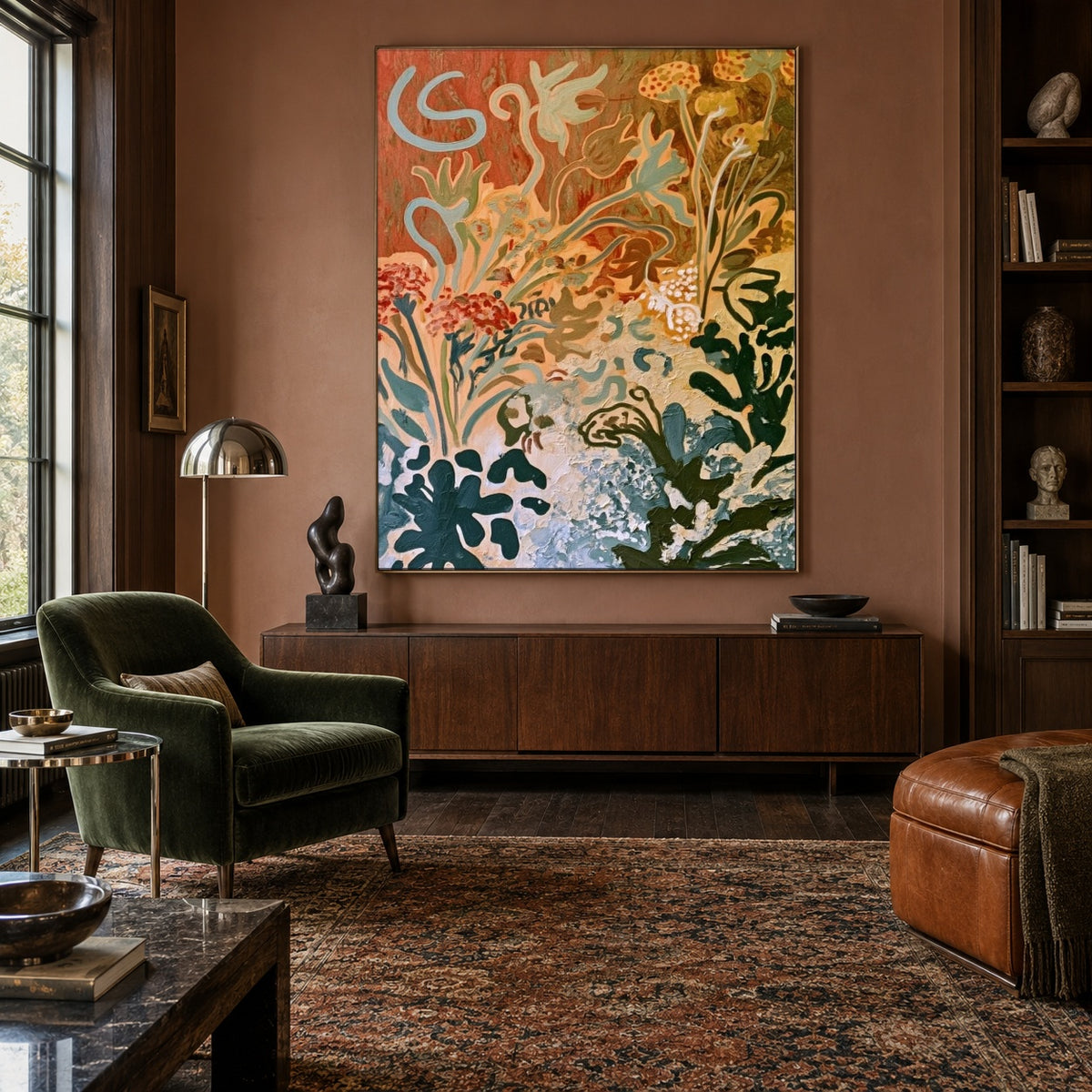 Garden of Restless Lines - interior setting 4 - expressive contemporary art painting