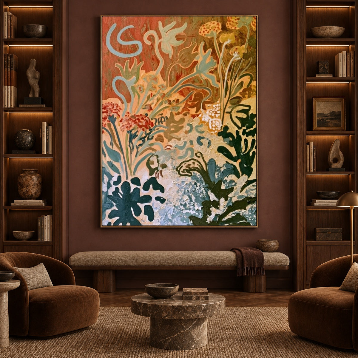 Garden of Restless Lines - interior setting 5 - expressive contemporary art painting