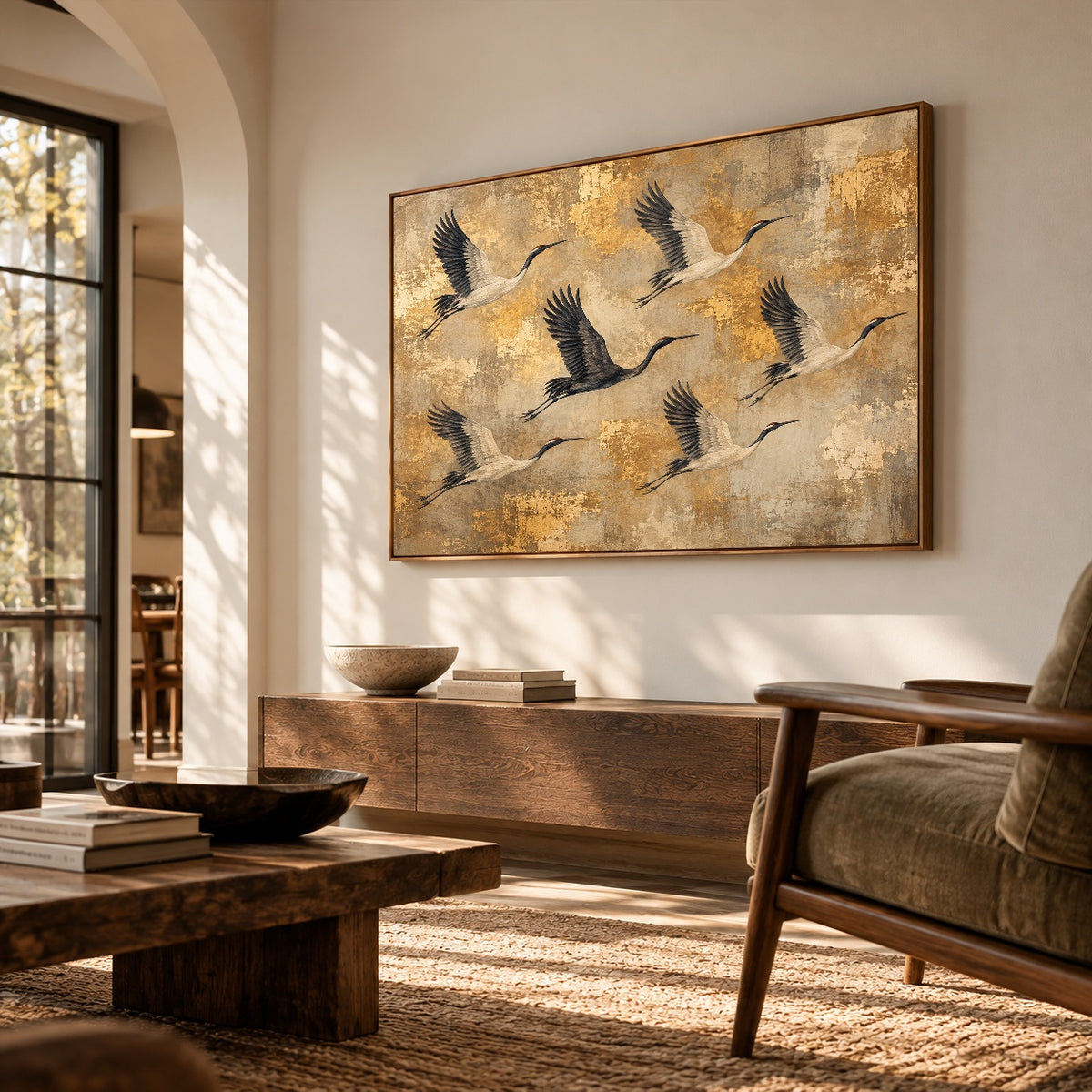 Gold Above the Silence - oblique view - expressive contemporary art painting
