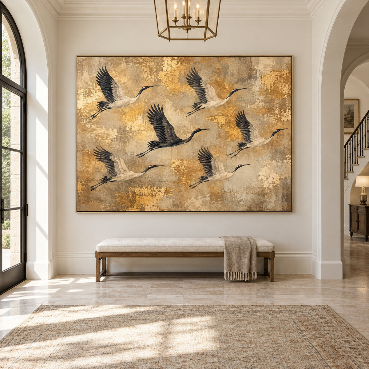 Gold Above the Silence - interior setting 04 - expressive contemporary art painting