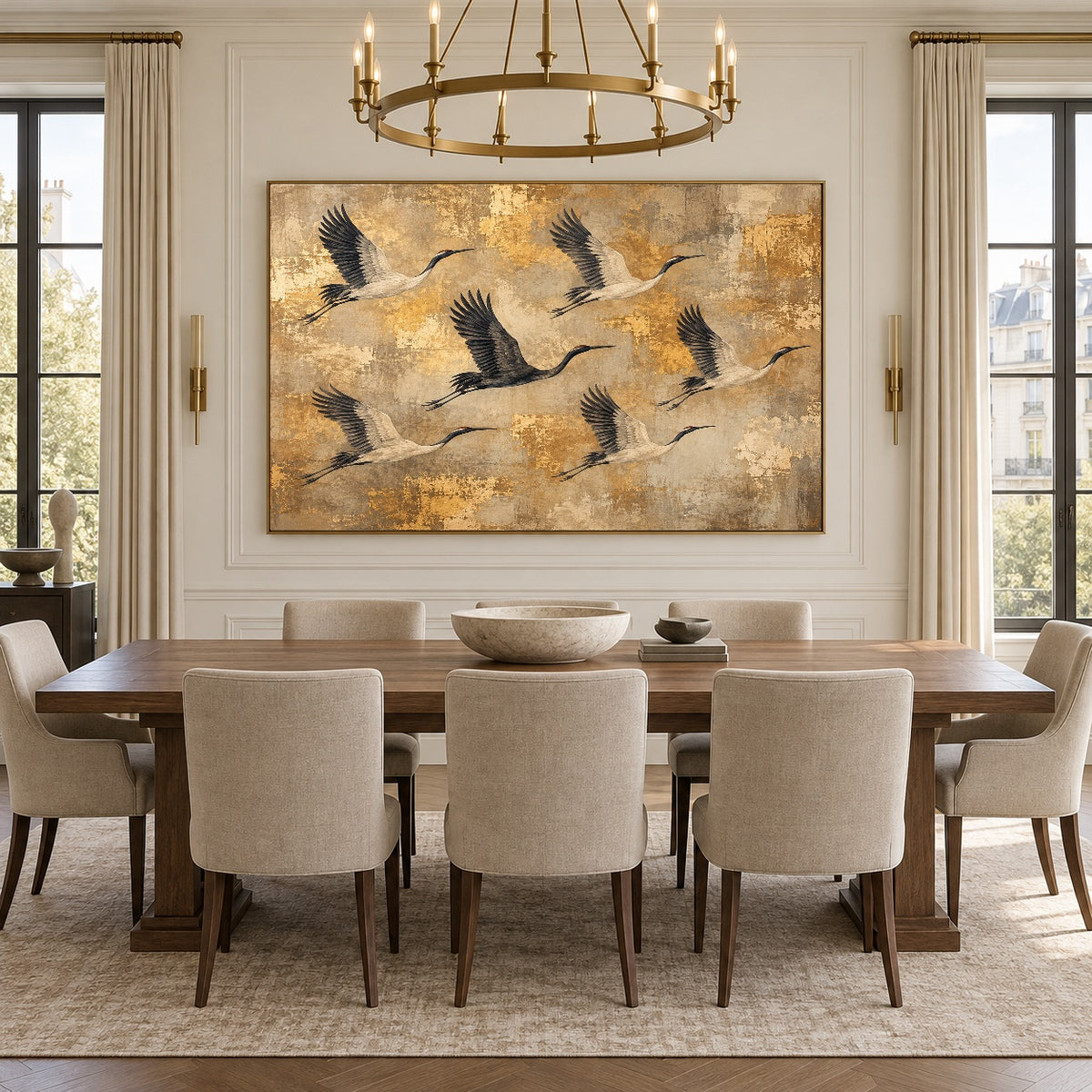 Gold Above the Silence - interior setting 05 - expressive contemporary art painting
