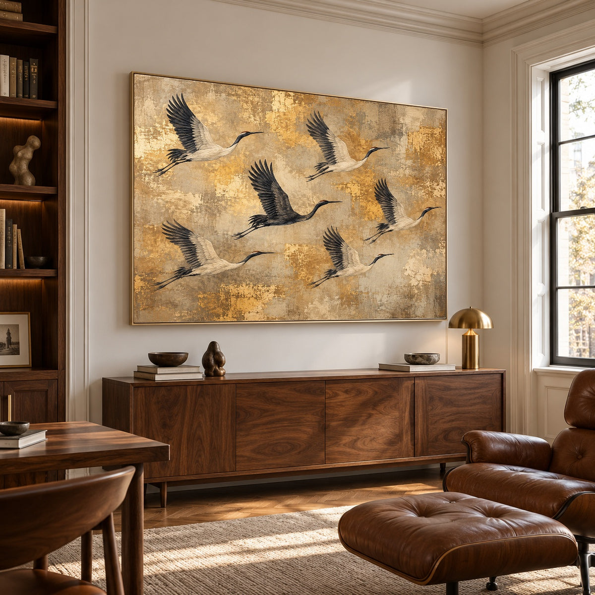 Gold Above the Silence - interior setting 07 - expressive contemporary art painting