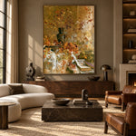 Golden Branches Familiar Pages - front-view living-room hero - expressive contemporary art painting