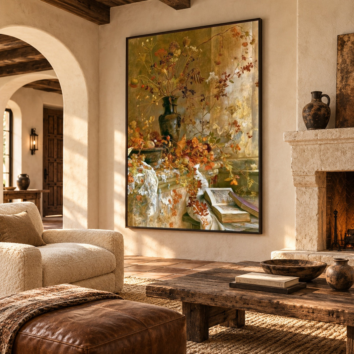 Golden Branches Familiar Pages - oblique view - expressive contemporary art painting