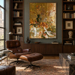 Golden Branches Familiar Pages - interior setting 3 - expressive contemporary art painting