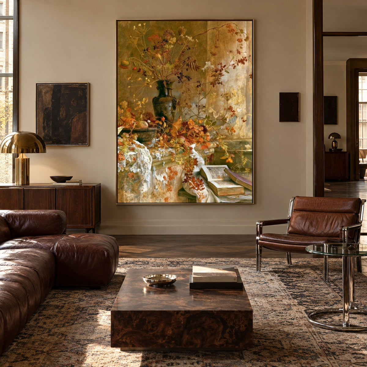 Golden Branches Familiar Pages - interior setting 4 - expressive contemporary art painting