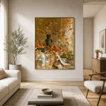 Golden Branches Familiar Pages - interior setting 6 - expressive contemporary art painting