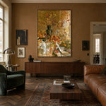 Golden Branches Familiar Pages - interior setting 7 - expressive contemporary art painting