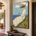 Golden Flowers Ocean Air - oblique view - expressive contemporary art painting