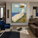 Golden Flowers Ocean Air - interior setting 3 - expressive contemporary art painting