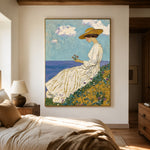 Golden Flowers Ocean Air - interior setting 5 - expressive contemporary art painting