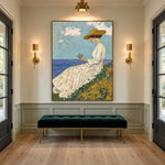 Golden Flowers Ocean Air - interior setting 6 - expressive contemporary art painting