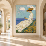 Golden Flowers Ocean Air - interior setting 8 - expressive contemporary art painting
