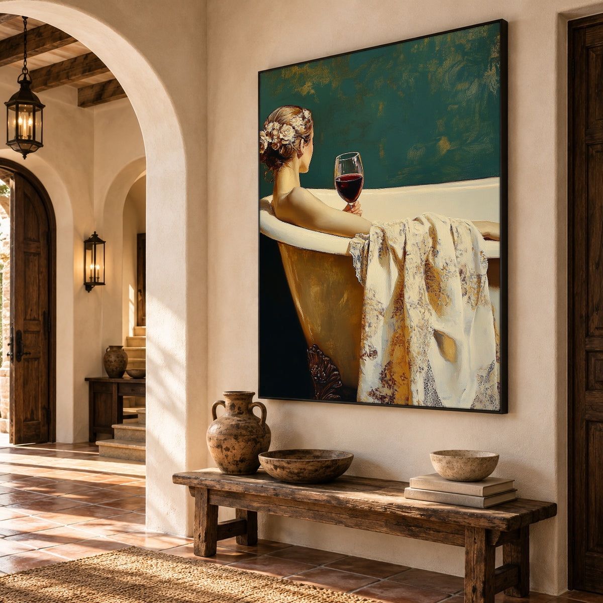 Held by Evening - oblique view - expressive contemporary art painting