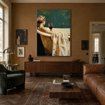 Held by Evening - interior setting 3 - expressive contemporary art painting