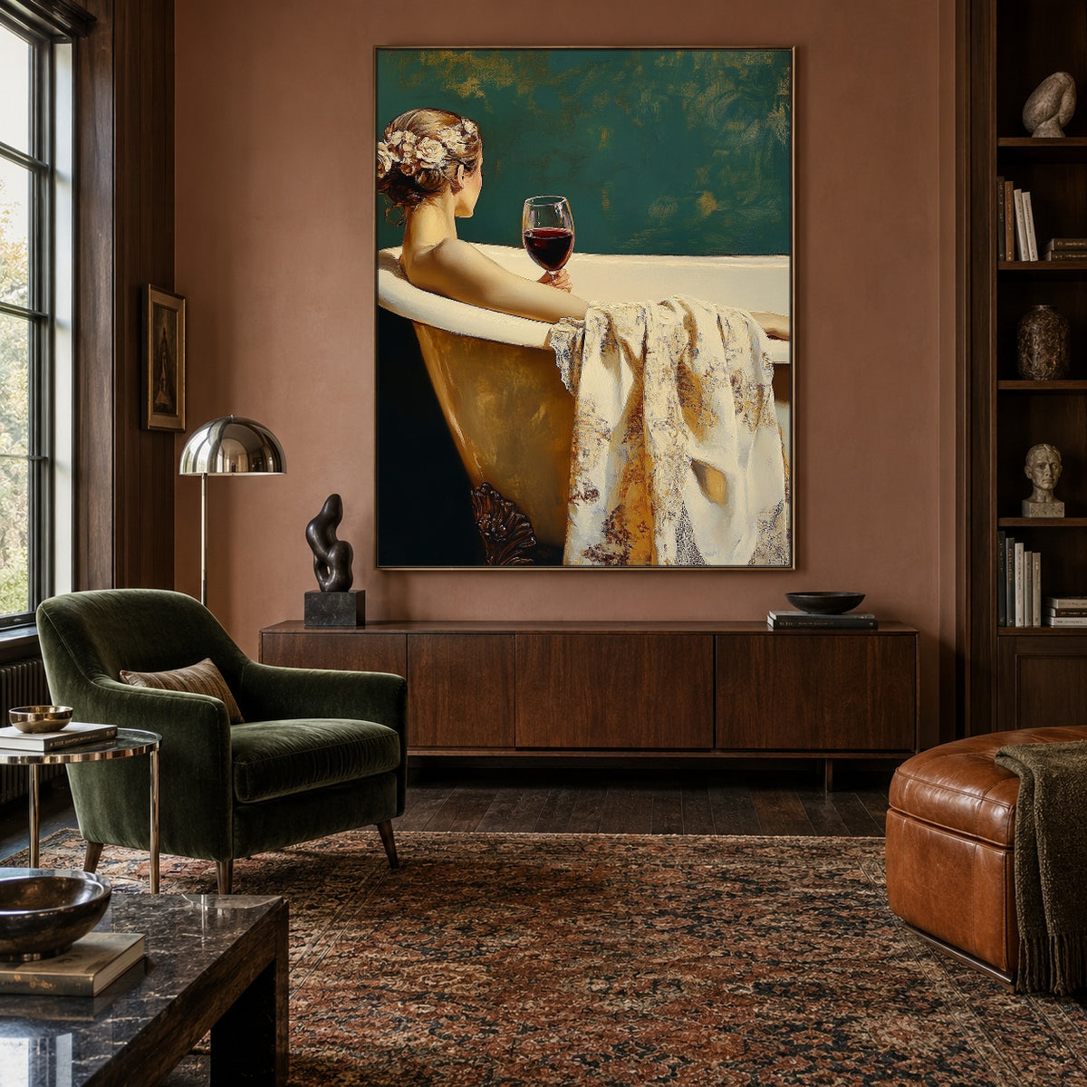 Held by Evening - interior setting 4 - expressive contemporary art painting
