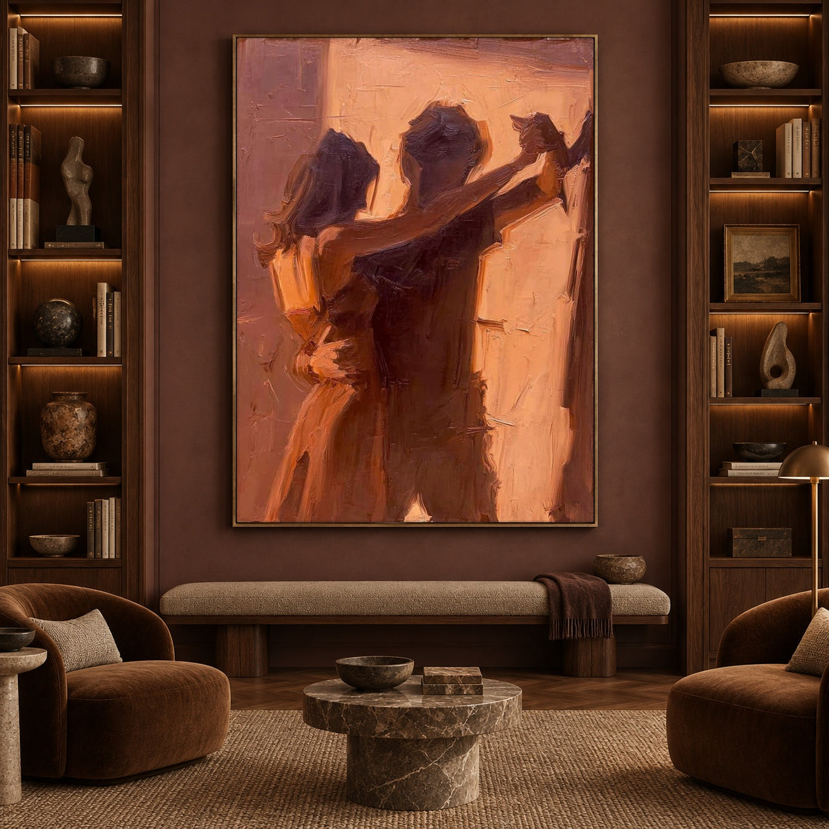 Held in the Waltz - interior setting 3 - expressive contemporary art painting