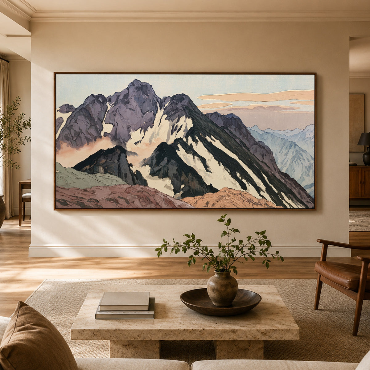 High Country Stillness - front-view living-room hero - expressive contemporary art painting