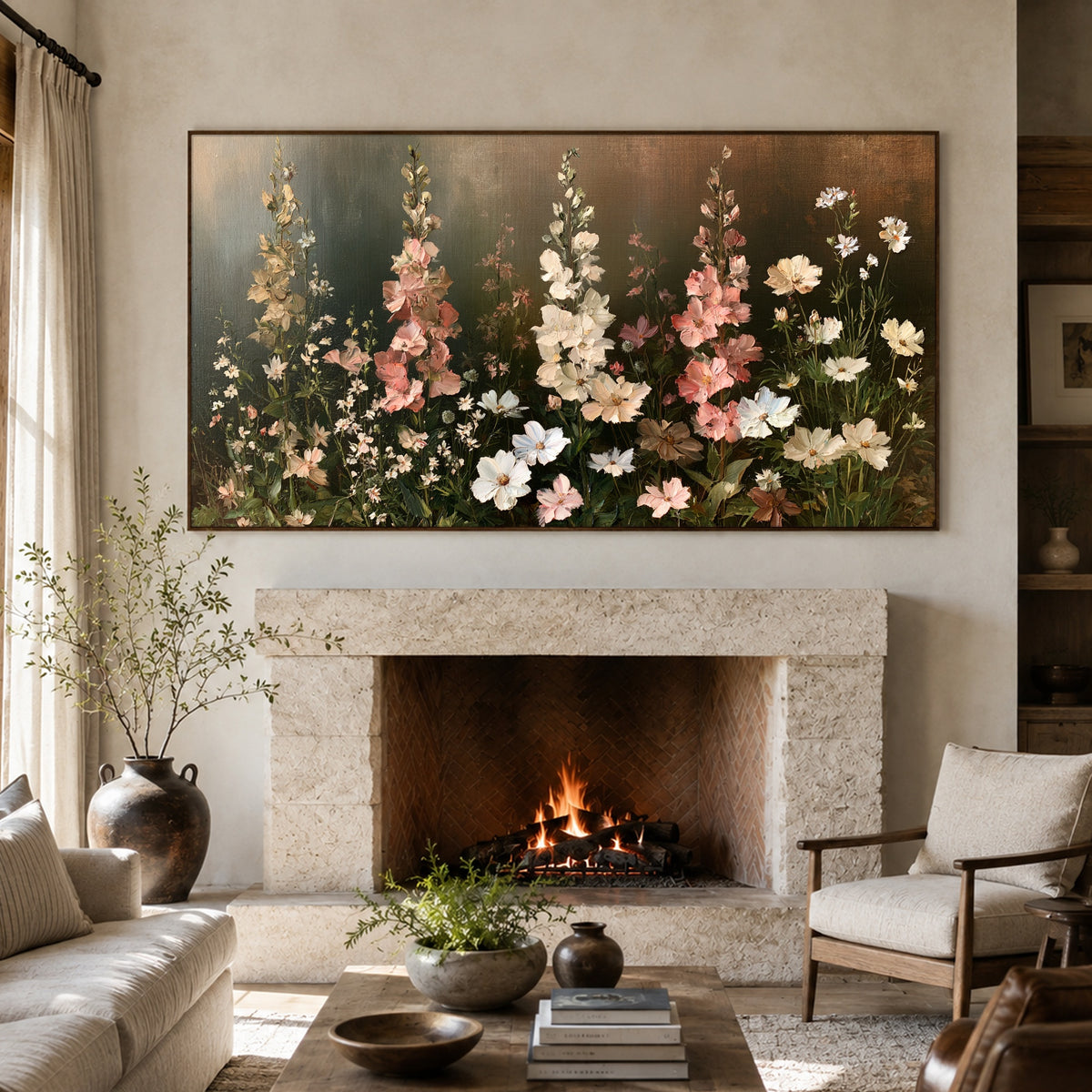 Hollyhock Evening Chorus - interior setting 3 - expressive contemporary art painting