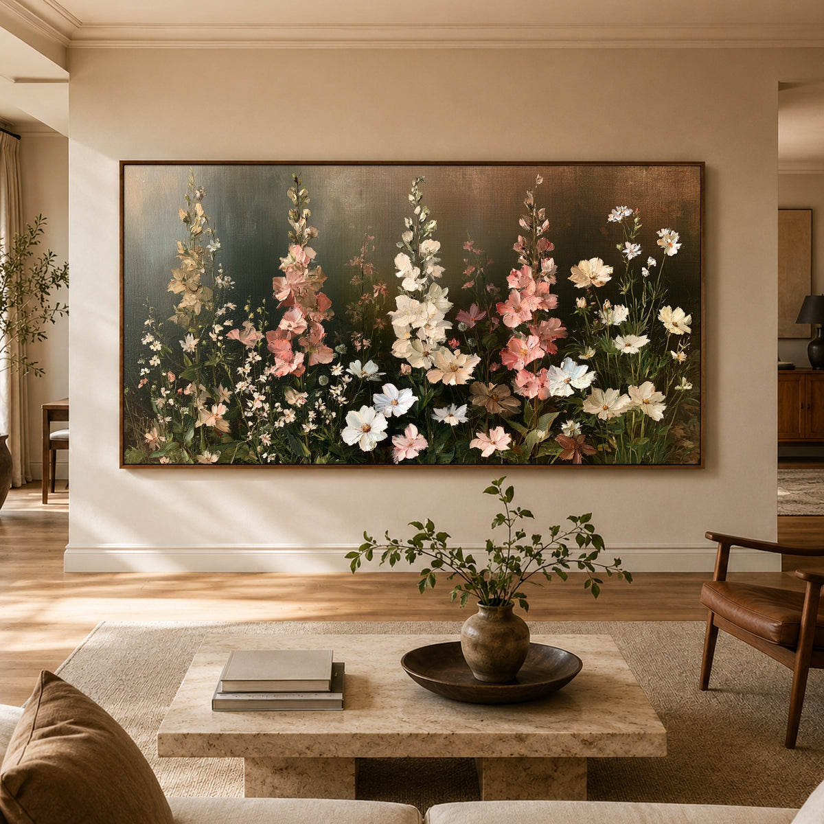 Hollyhock Evening Chorus - interior setting 7 - expressive contemporary art painting