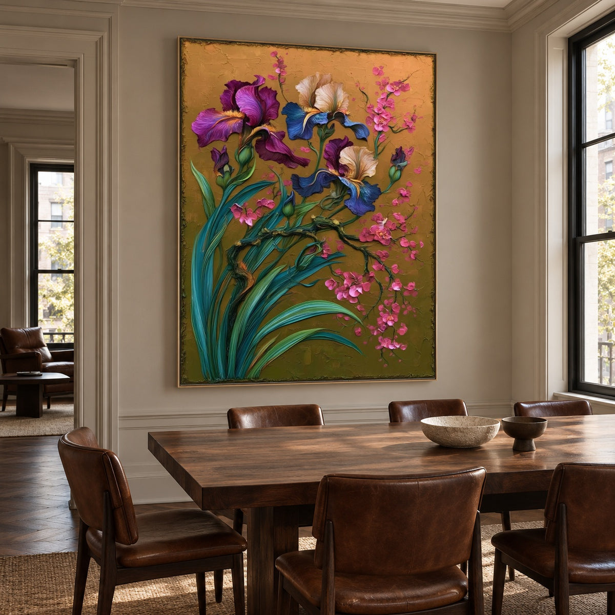 Iris in Amber Air - oblique view - expressive contemporary art painting