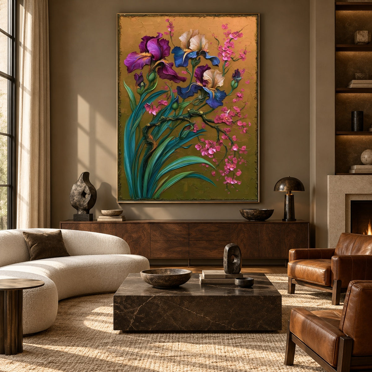 Iris in Amber Air - interior setting 3 - expressive contemporary art painting