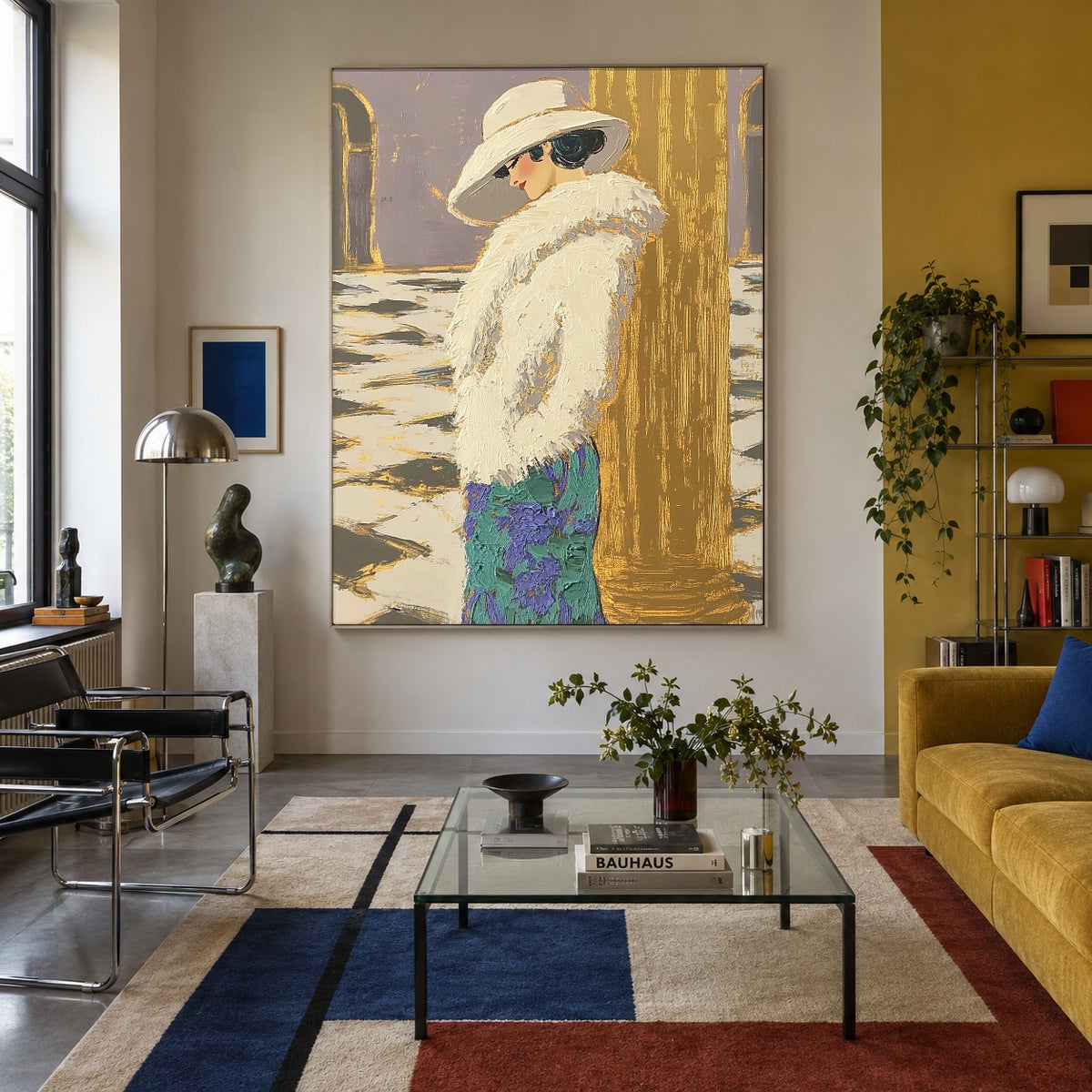 Ivory by the Colonnade - front-view living-room hero - expressive contemporary art painting