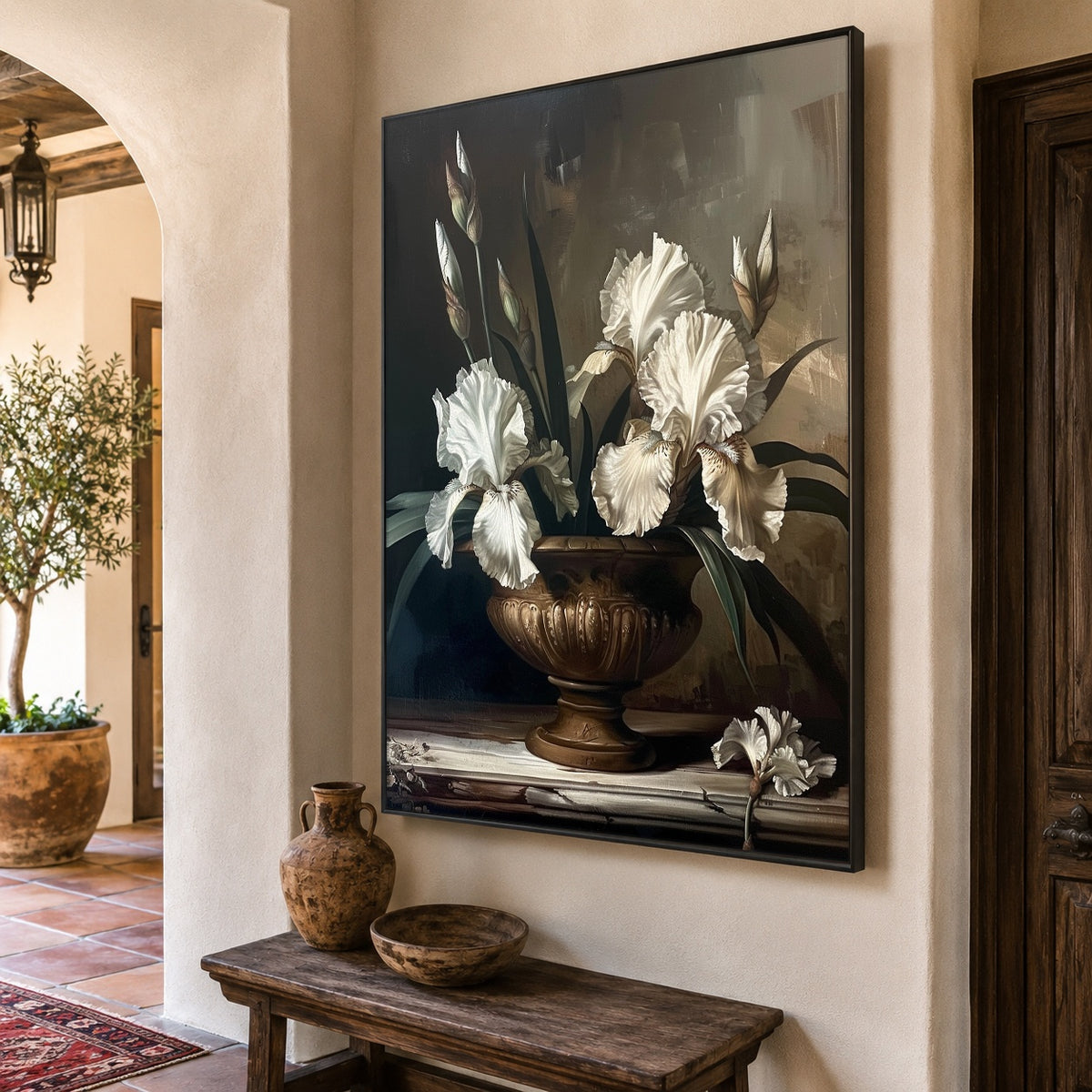 Ivory Iris Bronze Bowl - oblique view - expressive contemporary art painting
