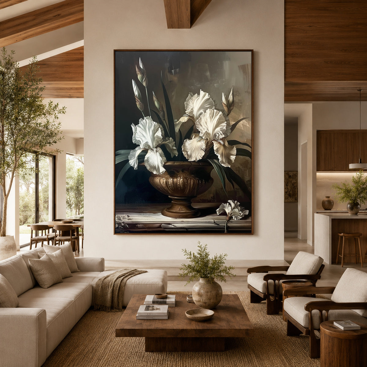 Ivory Iris Bronze Bowl - interior setting 3 - expressive contemporary art painting