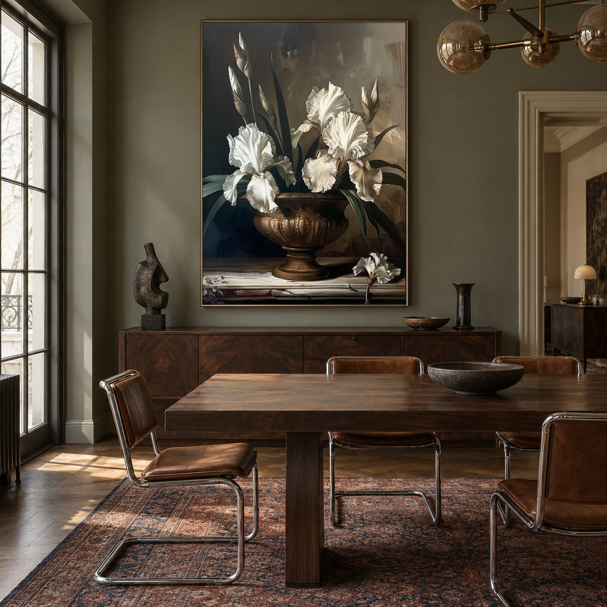 Ivory Iris Bronze Bowl - interior setting 6 - expressive contemporary art painting