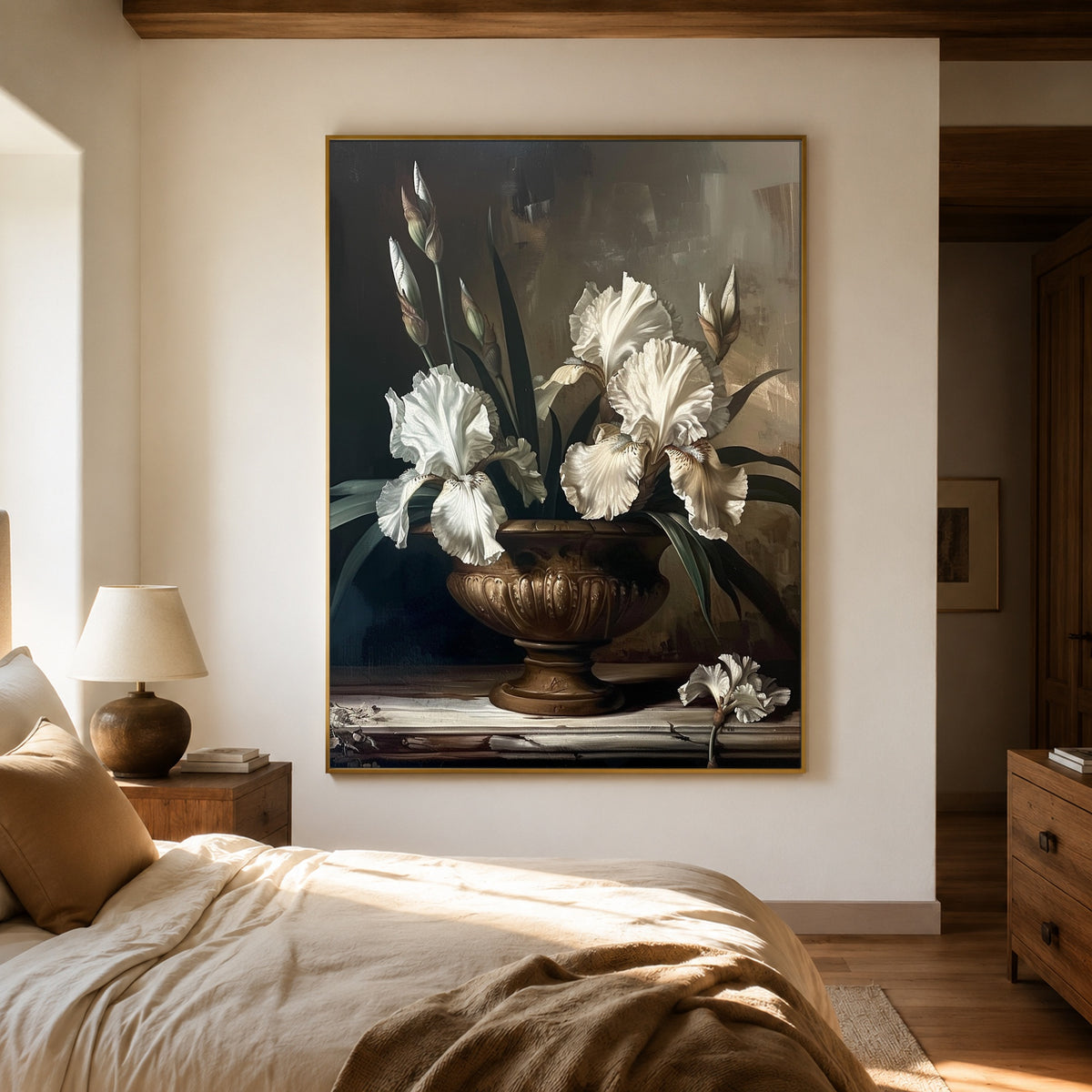 Ivory Iris Bronze Bowl - interior setting 8 - expressive contemporary art painting