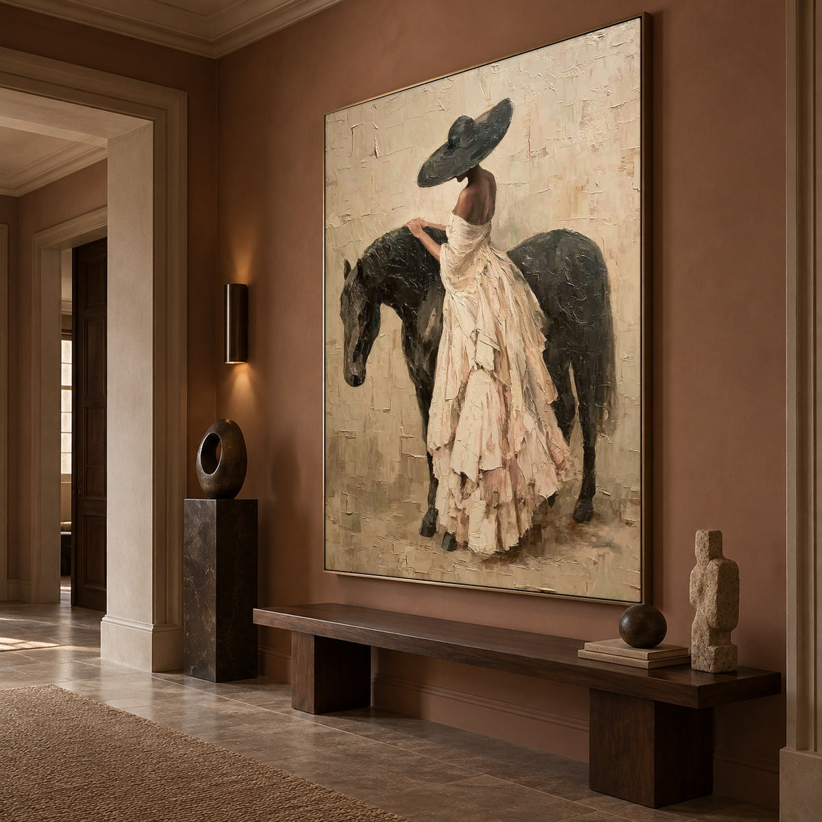 Ivory Ribbon Companion - oblique view - expressive contemporary art painting