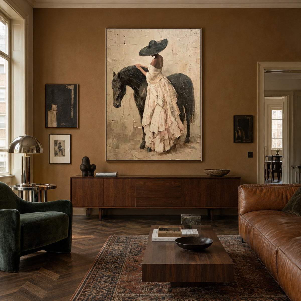 Ivory Ribbon Companion - interior setting 3 - expressive contemporary art painting