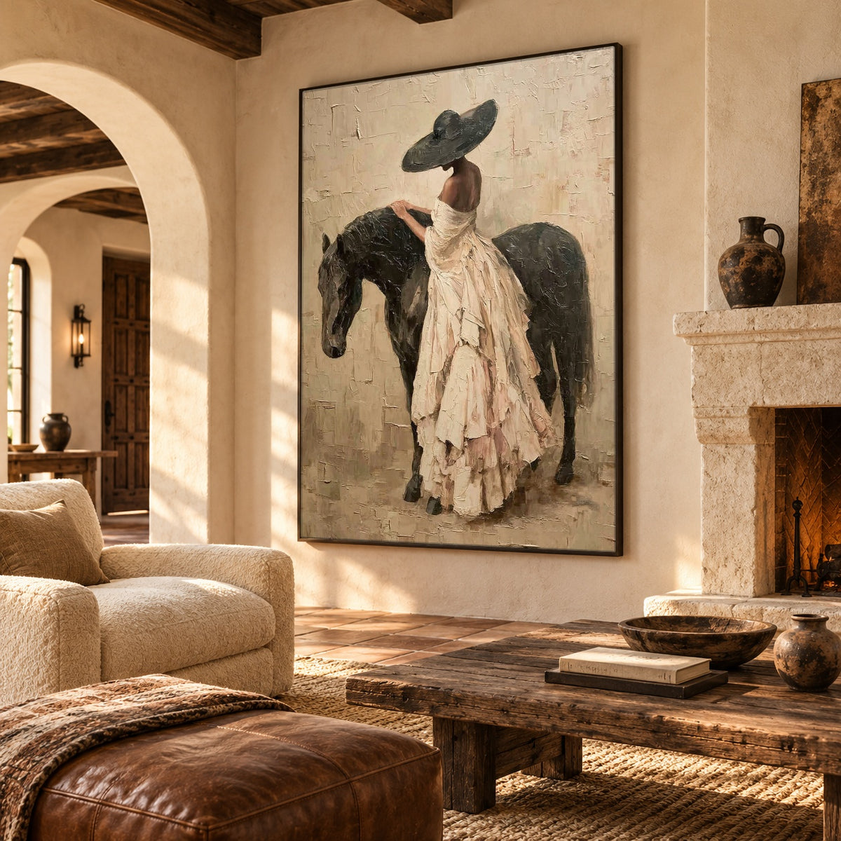 Ivory Ribbon Companion - interior setting 7 - expressive contemporary art painting
