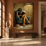 Lamplit Literary Hours - interior setting 8 - expressive contemporary art painting