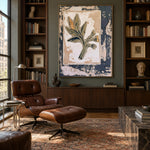 Leaf on Weathered Paper - front-view living-room hero - expressive contemporary art painting