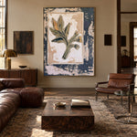 Leaf on Weathered Paper - interior setting 5 - expressive contemporary art painting