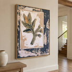 Leaf on Weathered Paper - interior setting 8 - expressive contemporary art painting