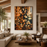 Leaves in Amber Rhythm - interior setting 3 - expressive contemporary art painting