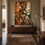 Leaves in Amber Rhythm - interior setting 6 - expressive contemporary art painting