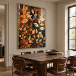 Leaves in Amber Rhythm - interior setting 7 - expressive contemporary art painting