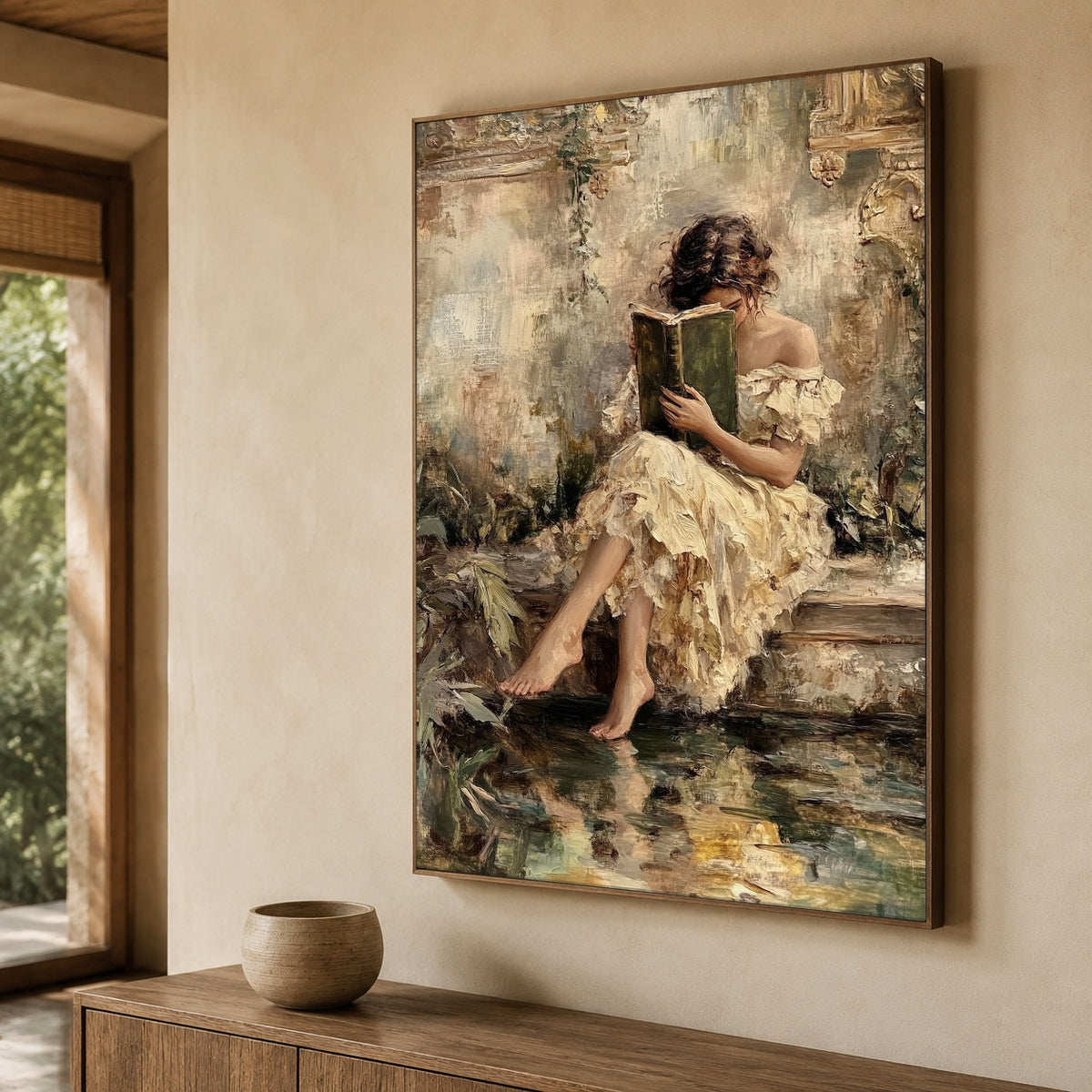 Lost Within Green Pages - oblique view - expressive contemporary art painting