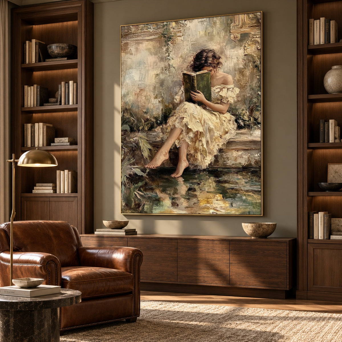 Lost Within Green Pages - interior setting 6 - expressive contemporary art painting