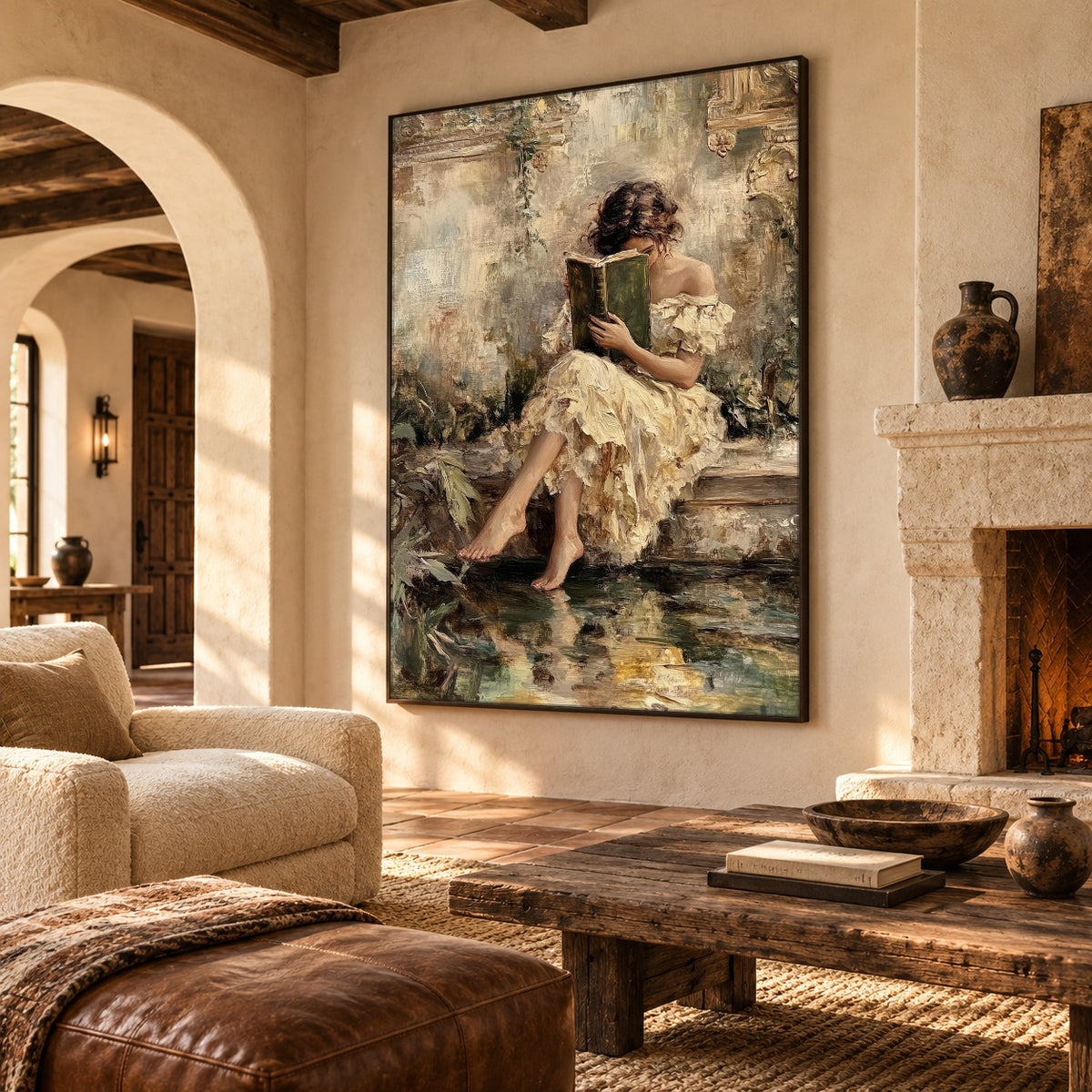 Lost Within Green Pages - interior setting 8 - expressive contemporary art painting